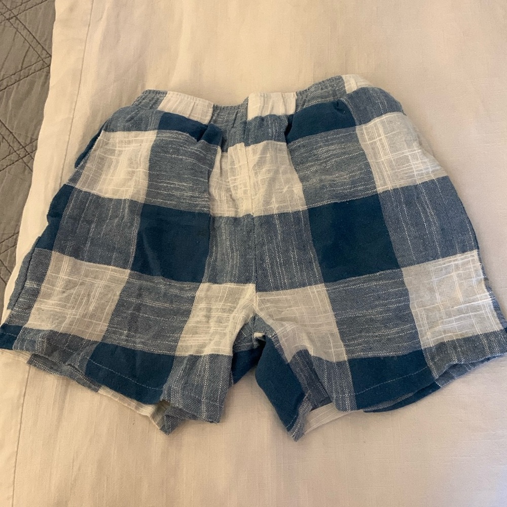 Marlow and Mae Boys Buffalo Check Linen/Cotton Shorts - size 7